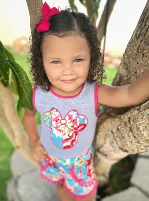 Girls Floral Minnie Mouse 2-Piece Set