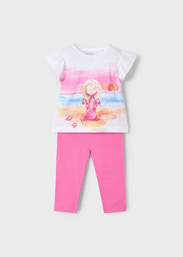 Girls Leggings Set with Short-Sleeve T-Shirt