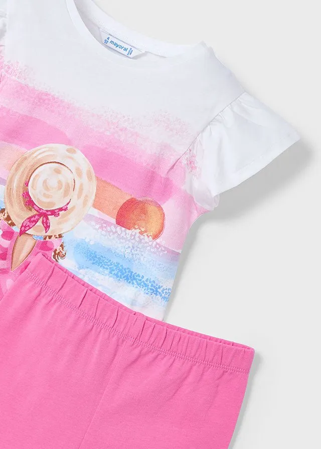Girls Leggings Set with Short-Sleeve T-Shirt
