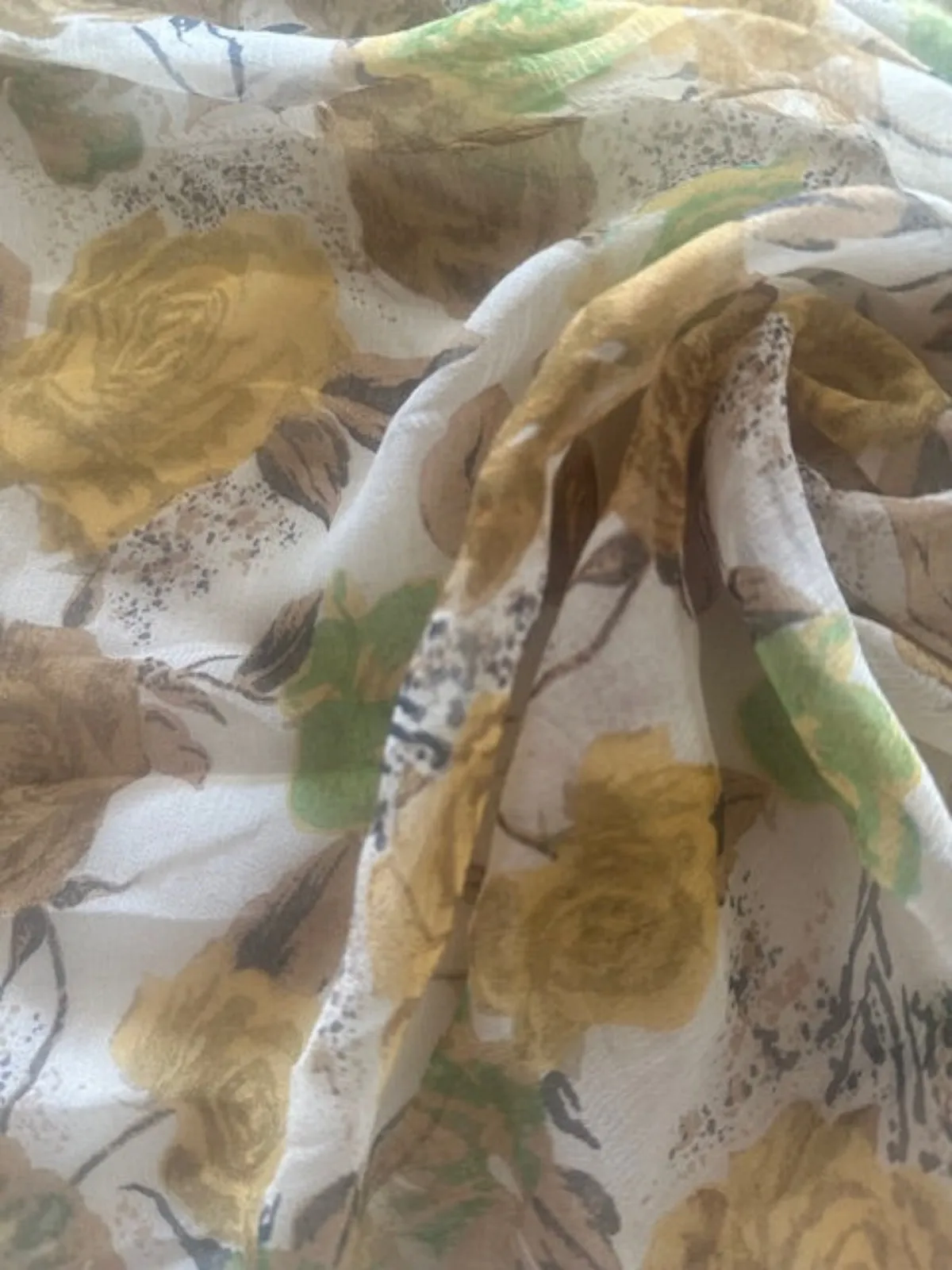 Golden Roses on Yoryu Silk Chiffon
