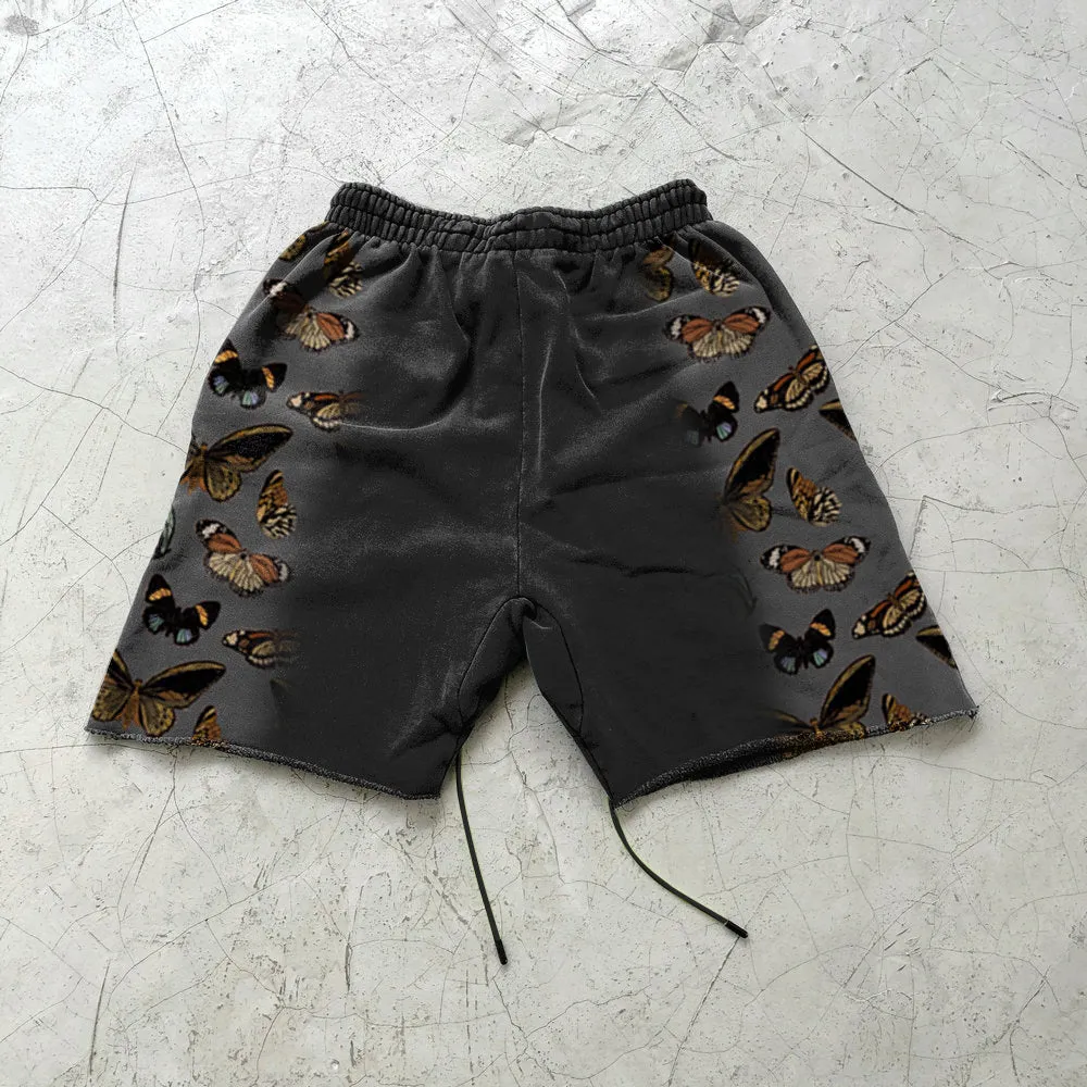 Gradient butterfly print casual street shorts