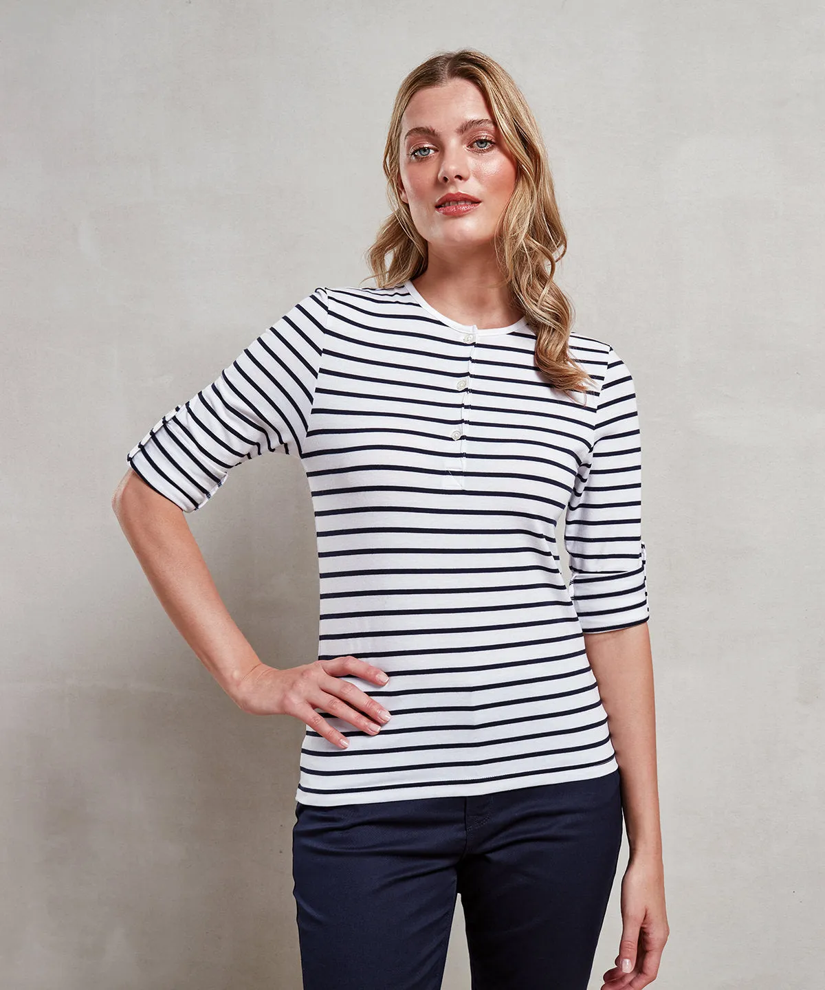 Grey Marl - Women's Long John roll-sleeve tee (C)