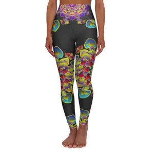 High Waisted Mandala Art Yoga Leggings - Charcoal