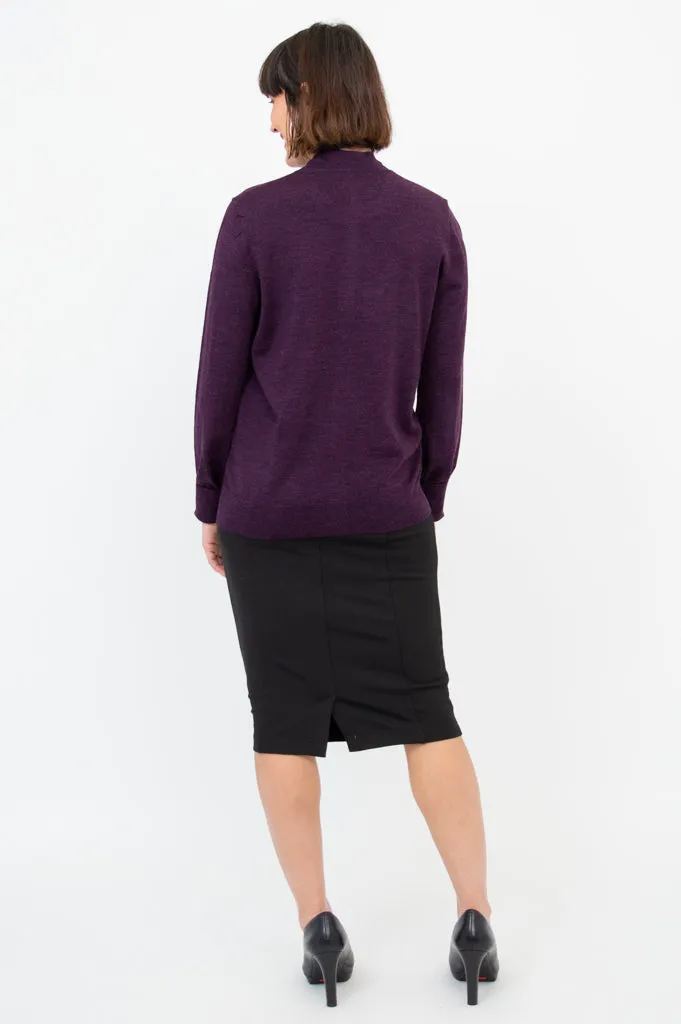 Kitten Cardigan, Plum, Merino Wool