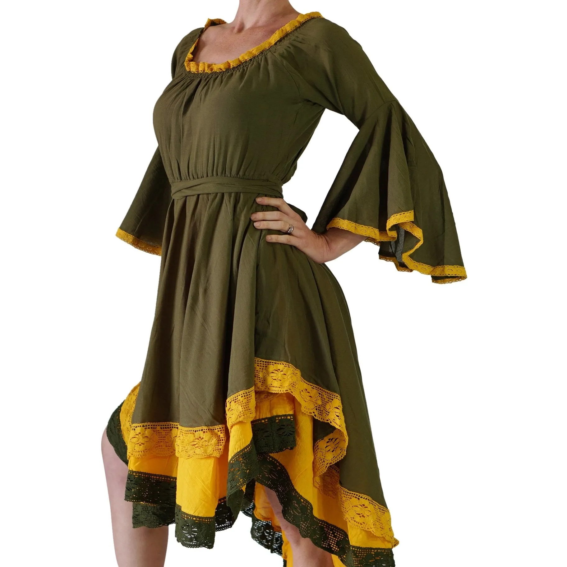 'Lace Dress' Pirate Long Sleeve - Green/Yellow