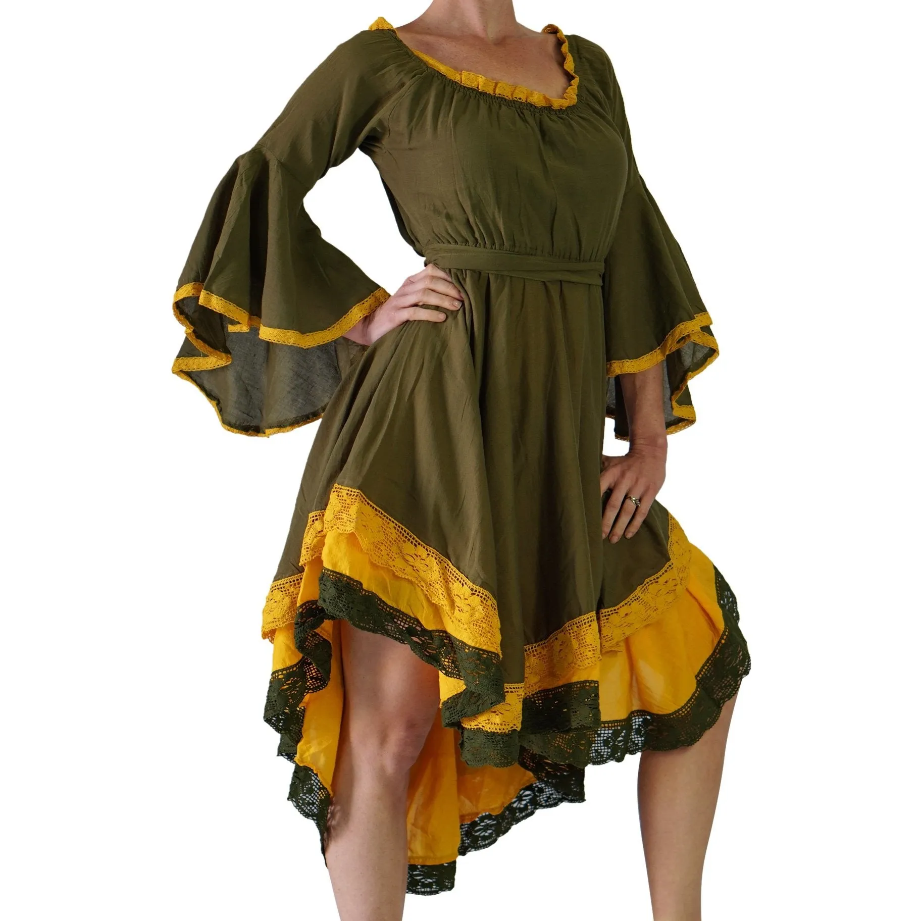 'Lace Dress' Pirate Long Sleeve - Green/Yellow
