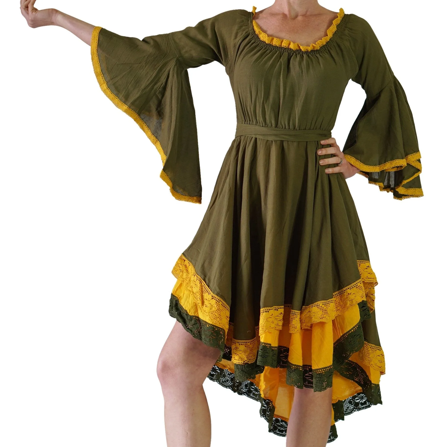 'Lace Dress' Pirate Long Sleeve - Green/Yellow