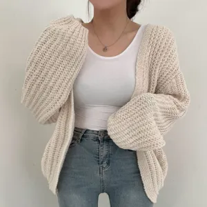 Lantern Sleeve Knit Cardigan