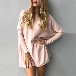 Long Batwing Sleeves Loose Pure Color Long Sweater