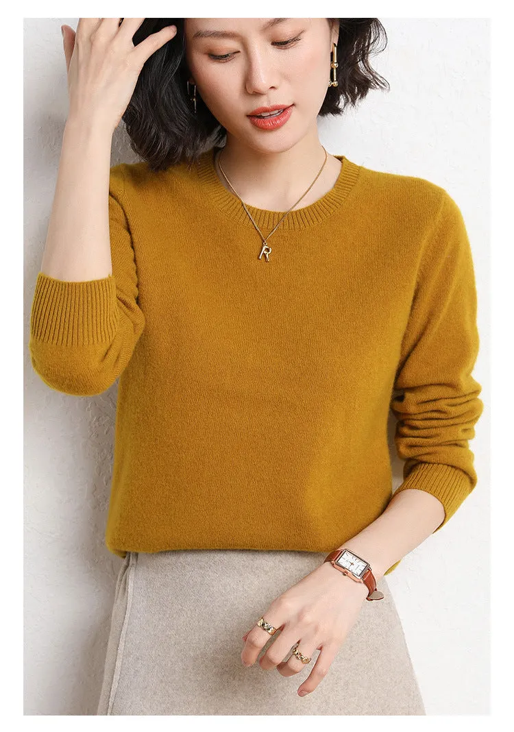 Long Sleeves Scoop Pure Color Irregular Pullover Sweater
