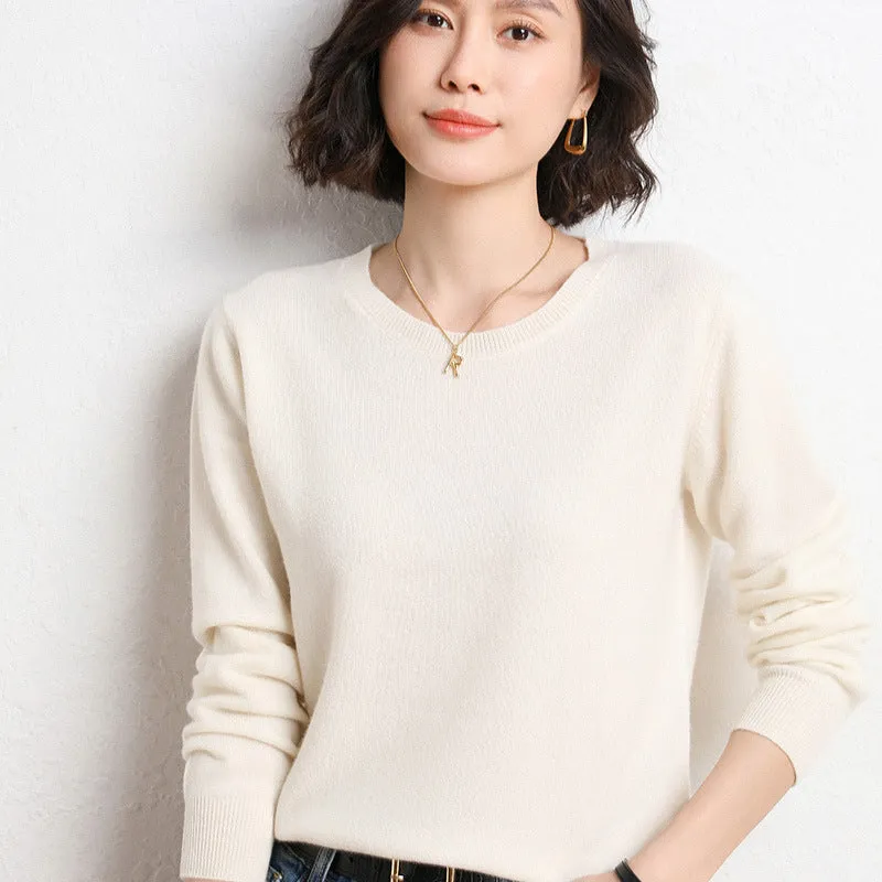 Long Sleeves Scoop Pure Color Irregular Pullover Sweater