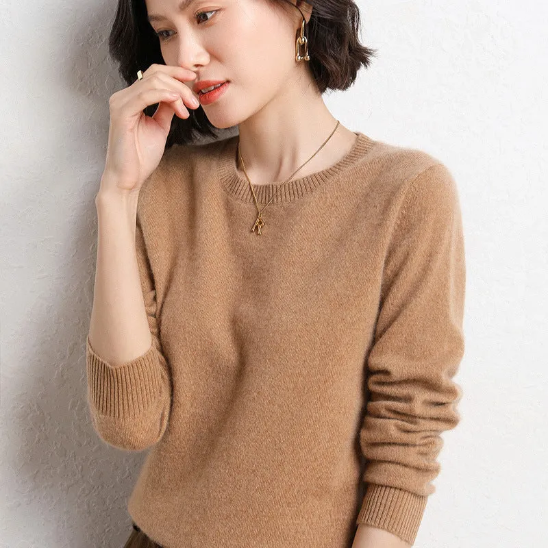 Long Sleeves Scoop Pure Color Irregular Pullover Sweater