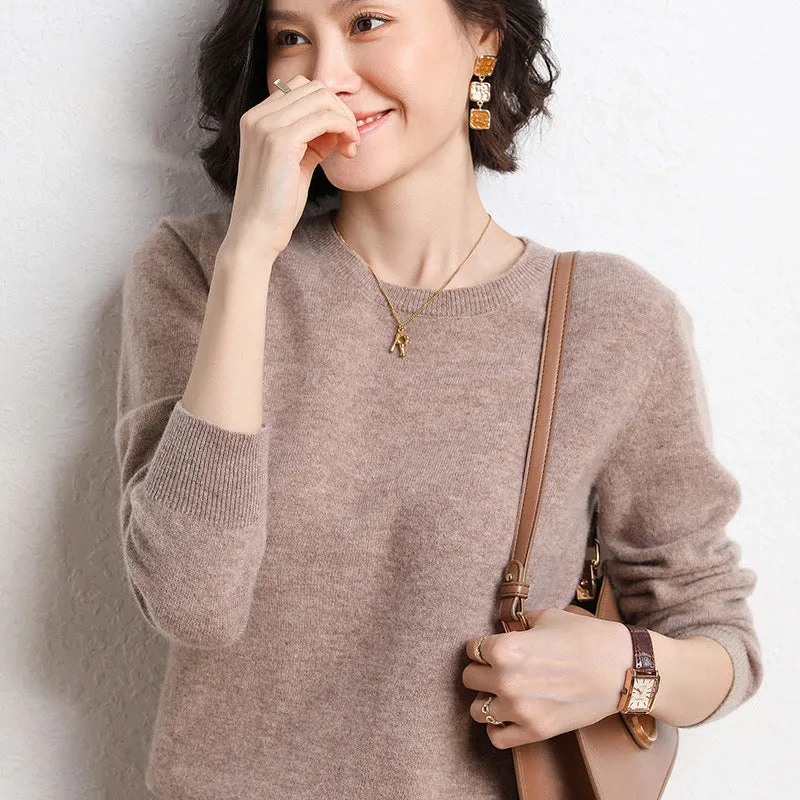 Long Sleeves Scoop Pure Color Irregular Pullover Sweater