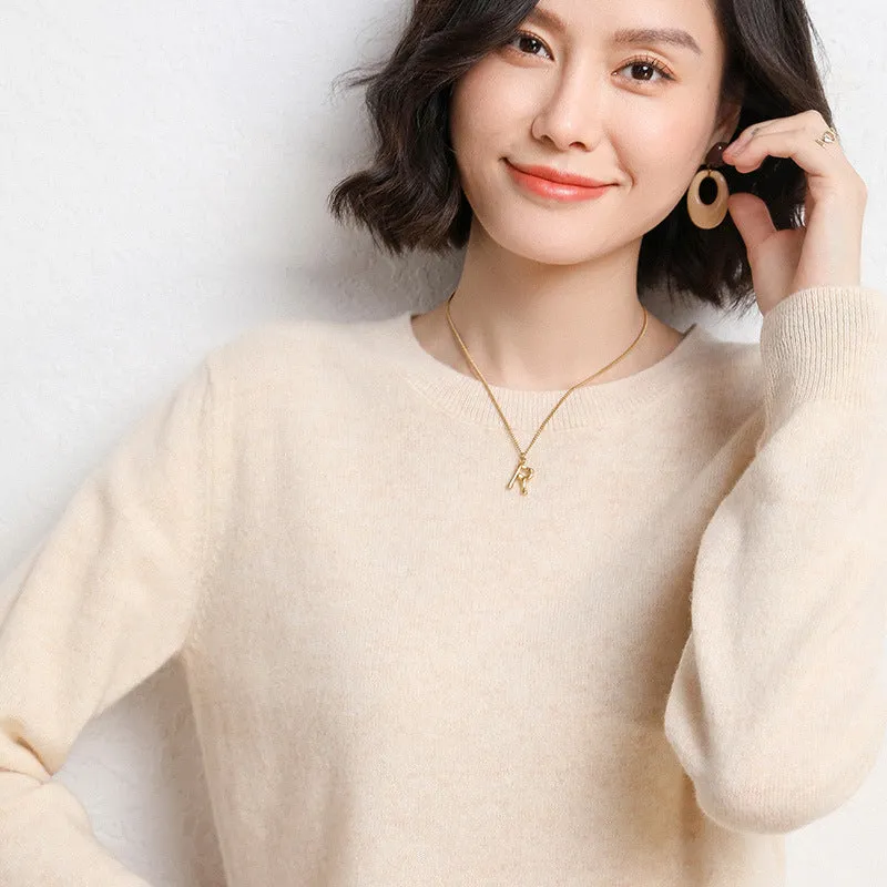 Long Sleeves Scoop Pure Color Irregular Pullover Sweater