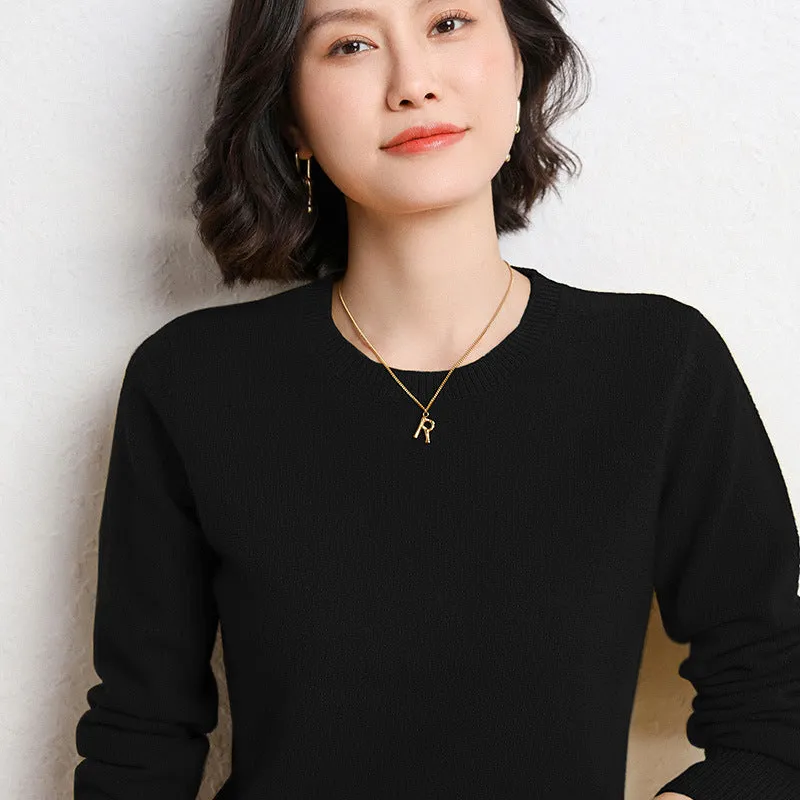 Long Sleeves Scoop Pure Color Irregular Pullover Sweater