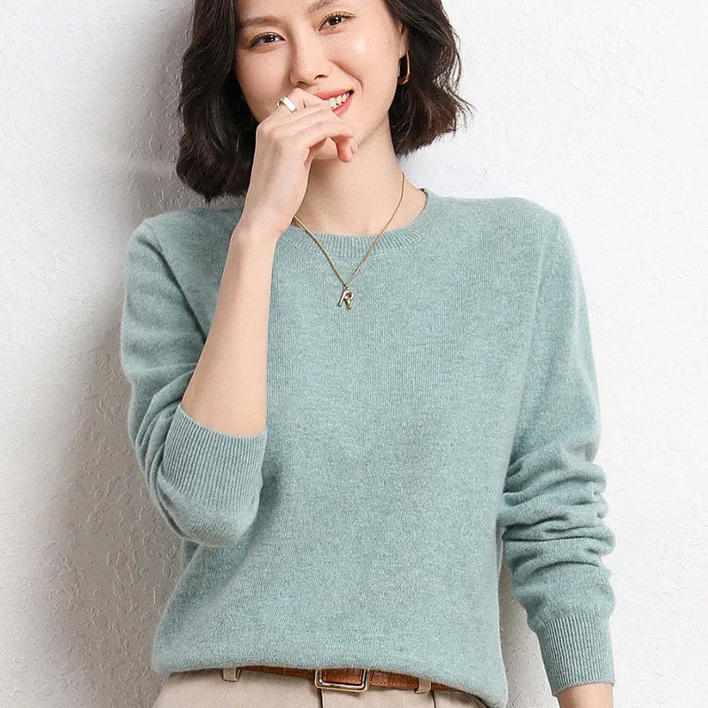 Long Sleeves Scoop Pure Color Irregular Pullover Sweater
