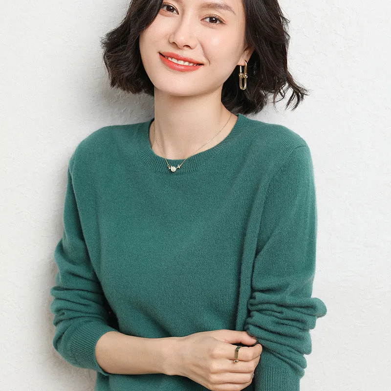 Long Sleeves Scoop Pure Color Irregular Pullover Sweater