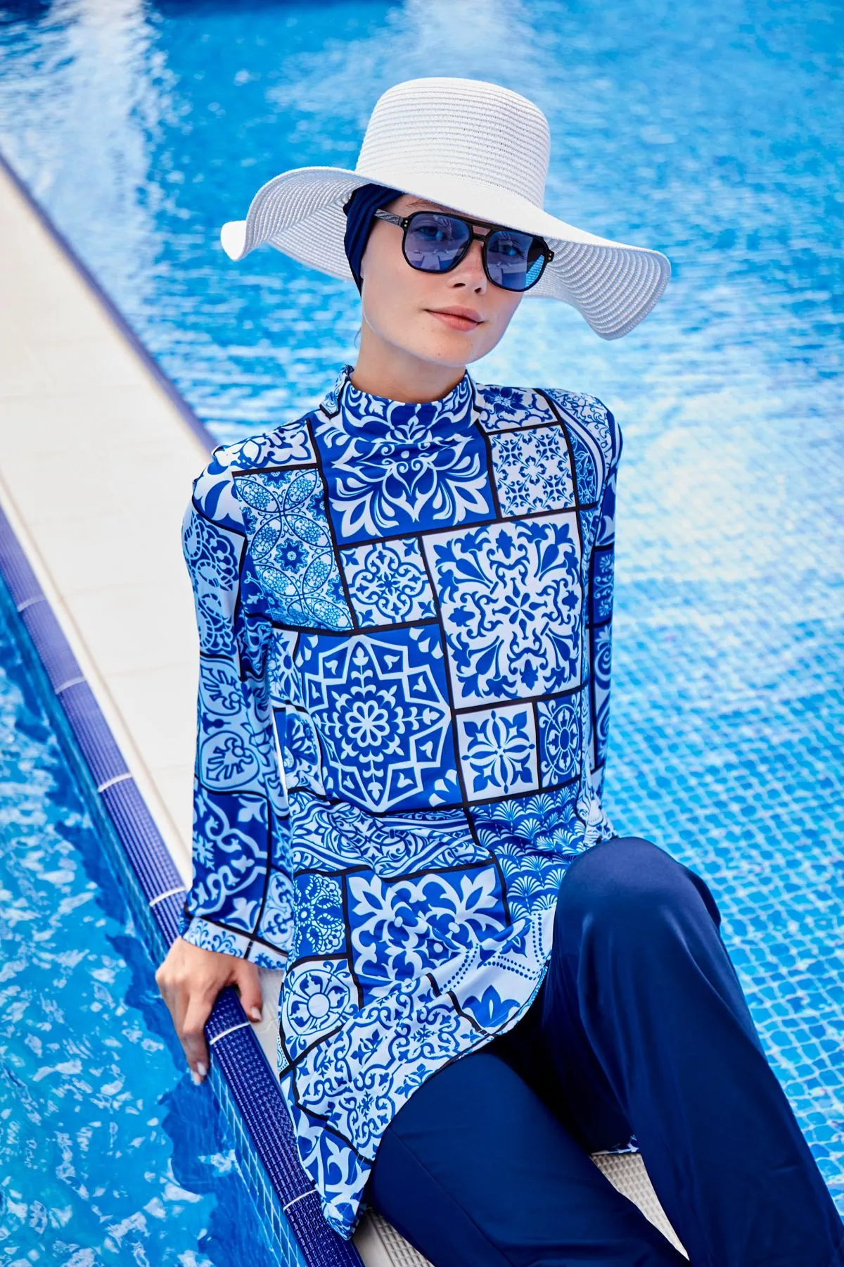 Lycra Navy Burkini Modest Swimwear 1950