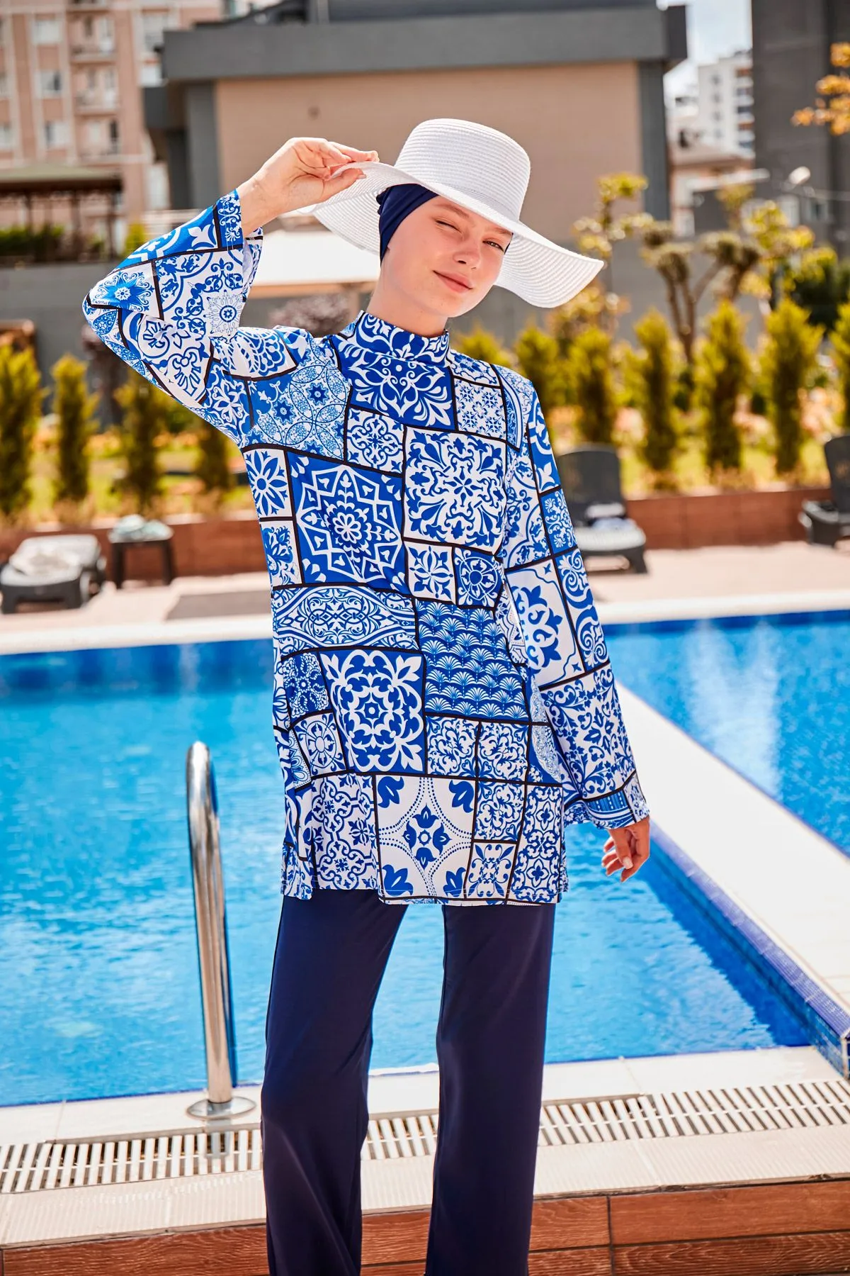 Lycra Navy Burkini Modest Swimwear 1950