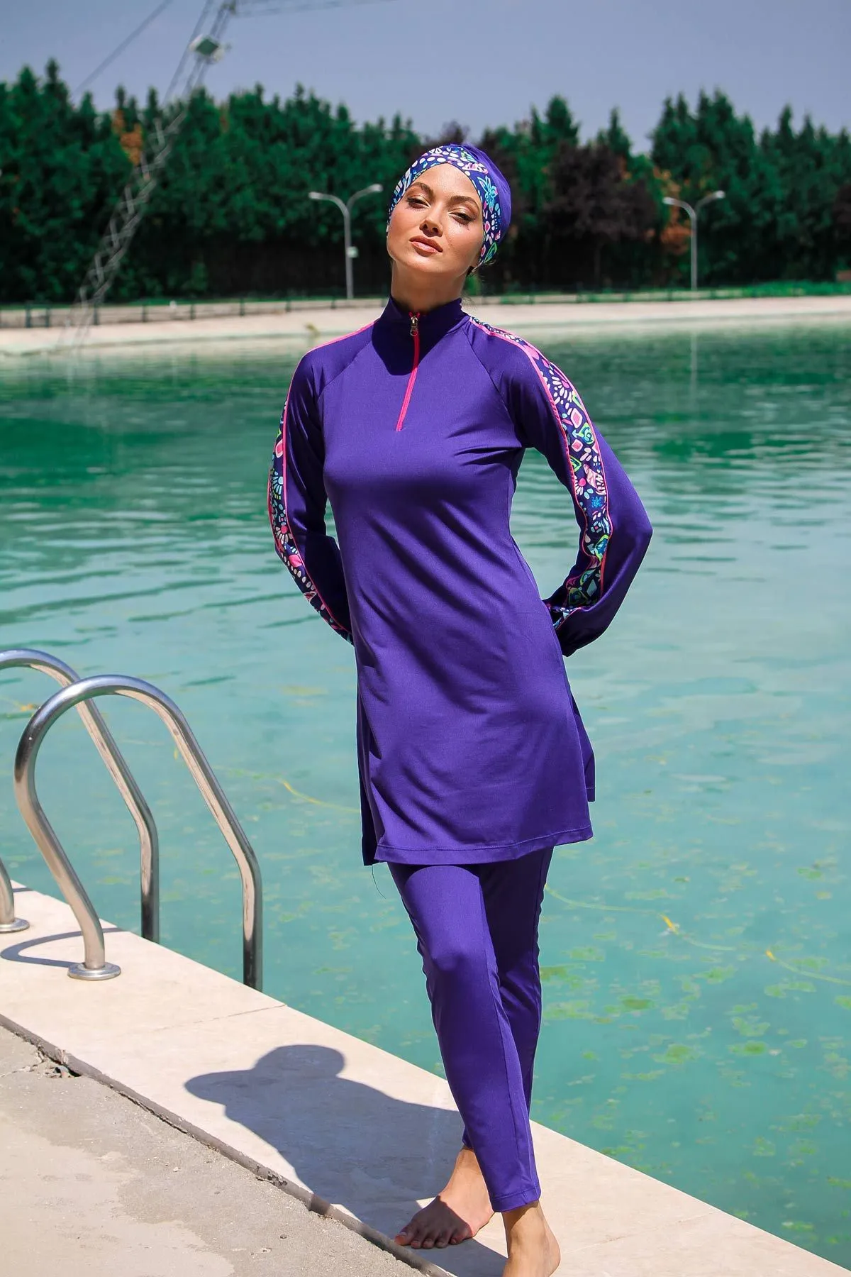 Lycra Navy Burkini Modest Swimwear M2228