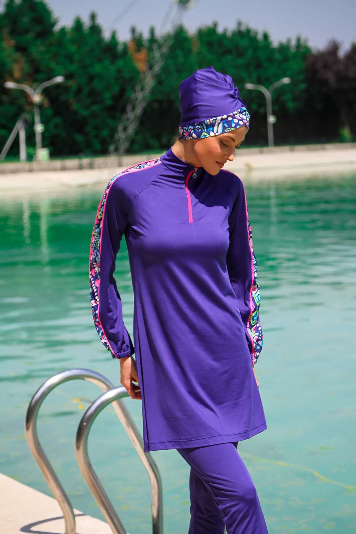 Lycra Navy Burkini Modest Swimwear M2228