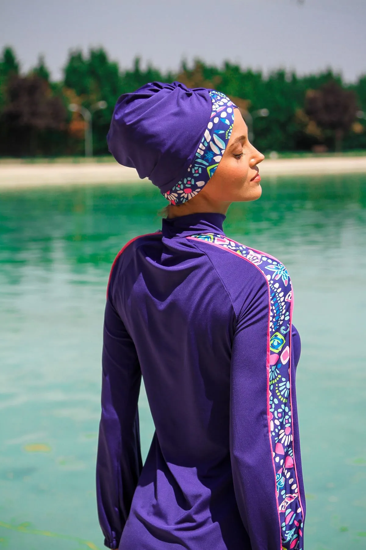 Lycra Navy Burkini Modest Swimwear M2228