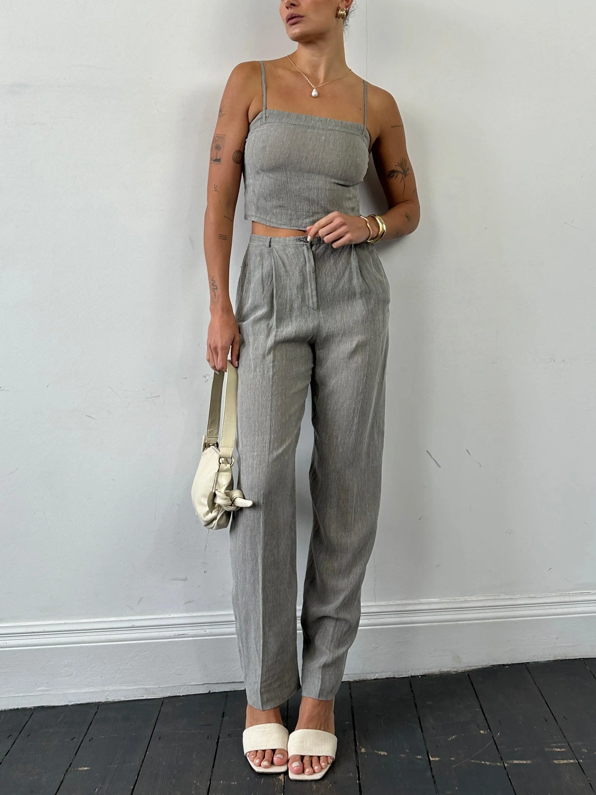 Mani By Armani Linen Two Piece Top & Trouser Co Ord Set - S/W26