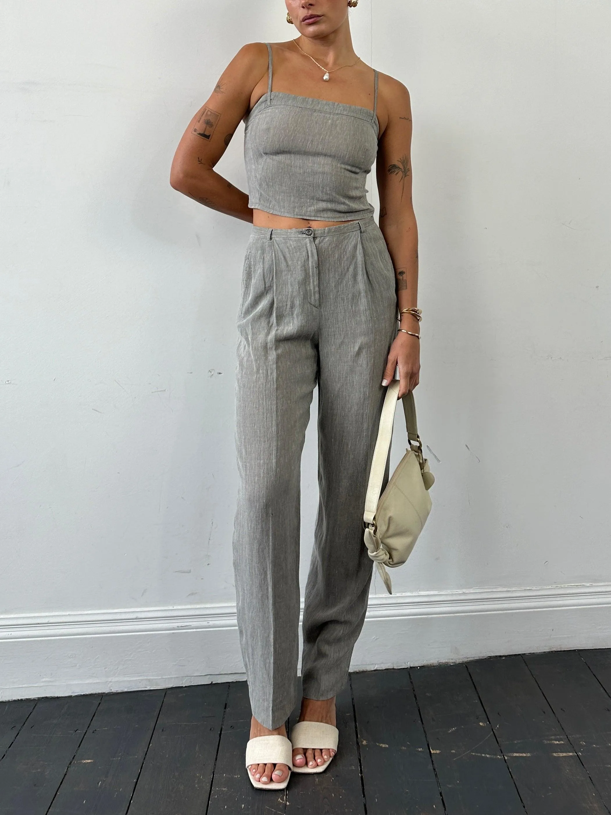 Mani By Armani Linen Two Piece Top & Trouser Co Ord Set - S/W26