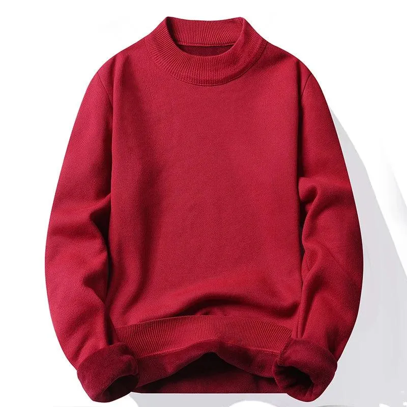 Men's Pullover Soft Sweater - Winter Velvet Fleece Warm Slim Fit Shirt