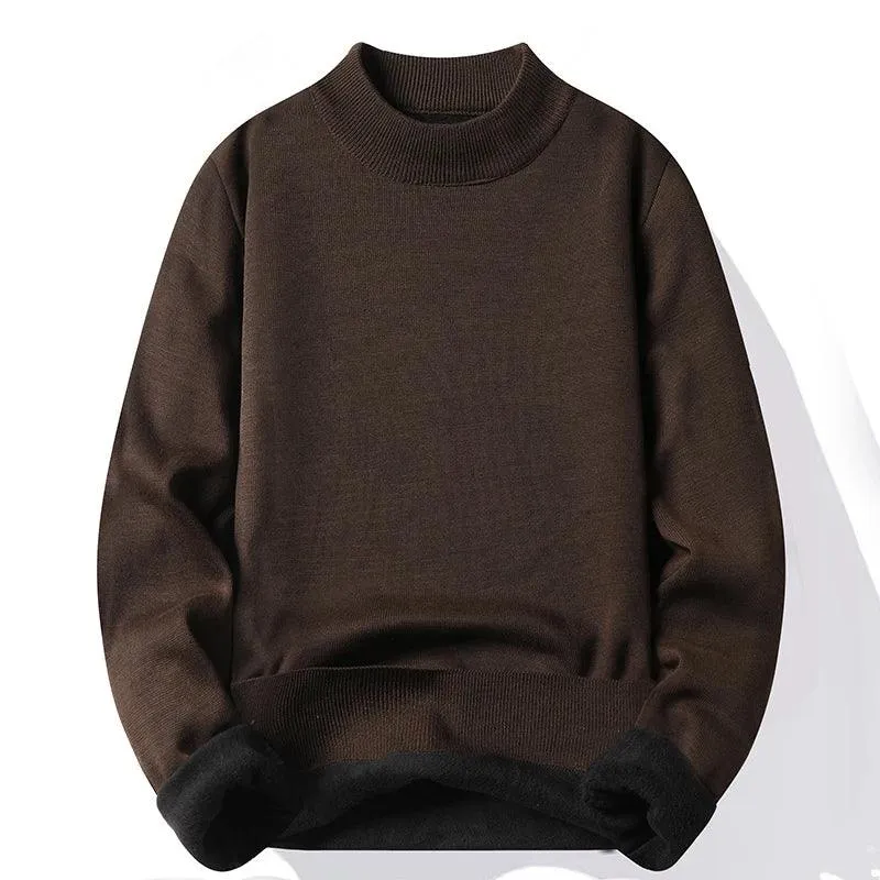 Men's Pullover Soft Sweater - Winter Velvet Fleece Warm Slim Fit Shirt