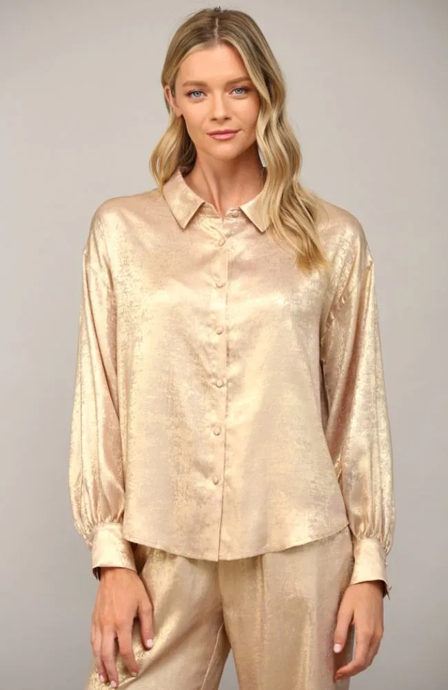 Metallic Button Down Shirt