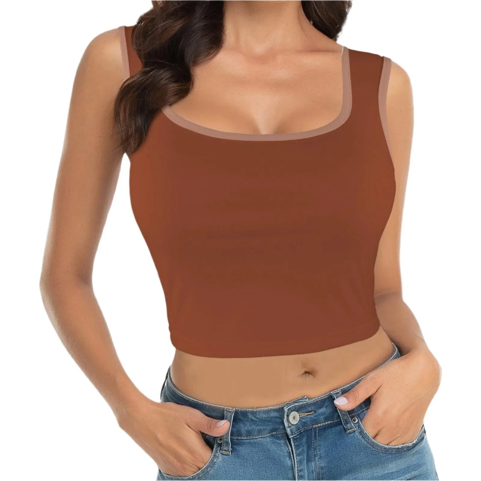 Miarna Dark Orange Cropped Tank
