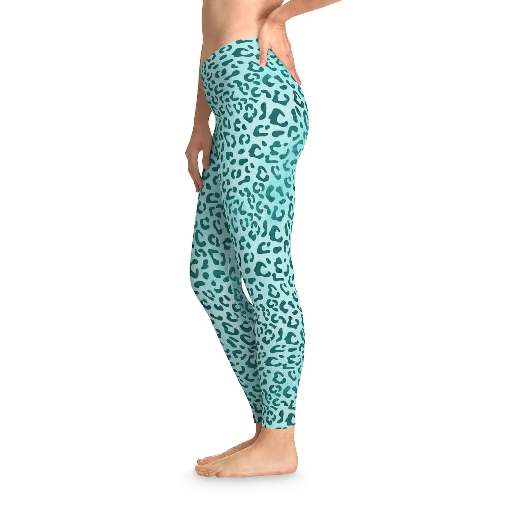 Mid Waist Leopard Camouflage Print Fitness Leggings_Aqua