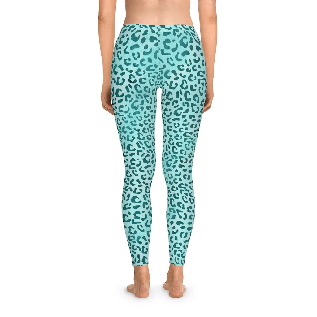 Mid Waist Leopard Camouflage Print Fitness Leggings_Aqua