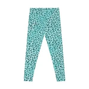 Mid Waist Leopard Camouflage Print Fitness Leggings_Aqua