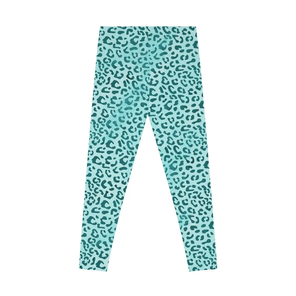 Mid Waist Leopard Camouflage Print Fitness Leggings_Aqua