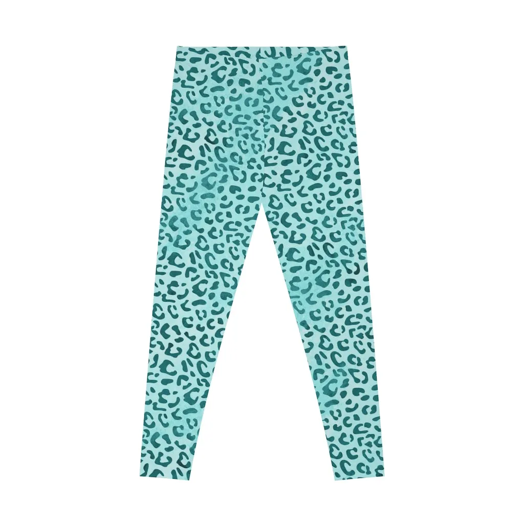 Mid Waist Leopard Camouflage Print Fitness Leggings_Aqua