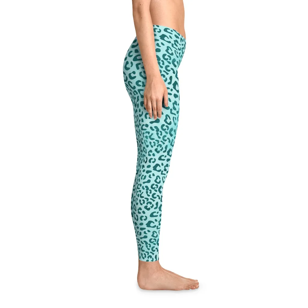 Mid Waist Leopard Camouflage Print Fitness Leggings_Aqua