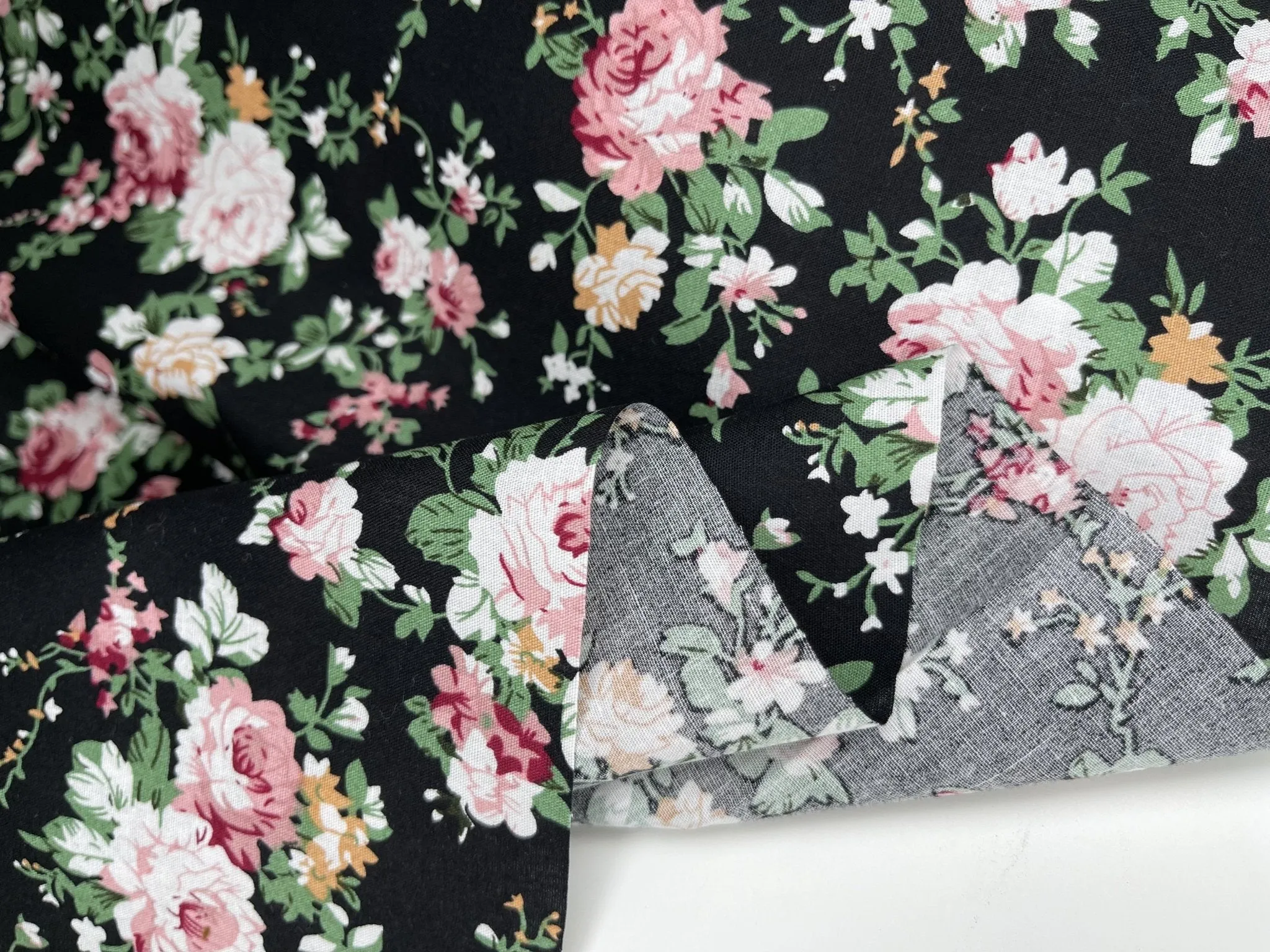 Modern fashionable floral - Washed Cotton Reactive Print -3217
