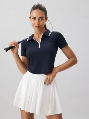 Navy Collar Short Sleeve Top - Light Support