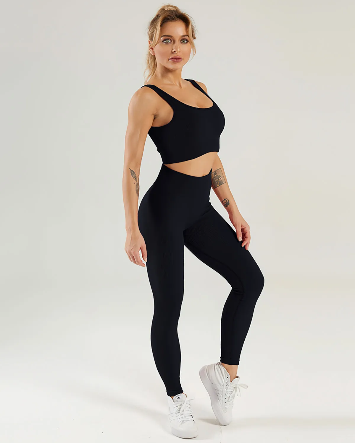 Nieve Ribbed Seamless Leggings - Black