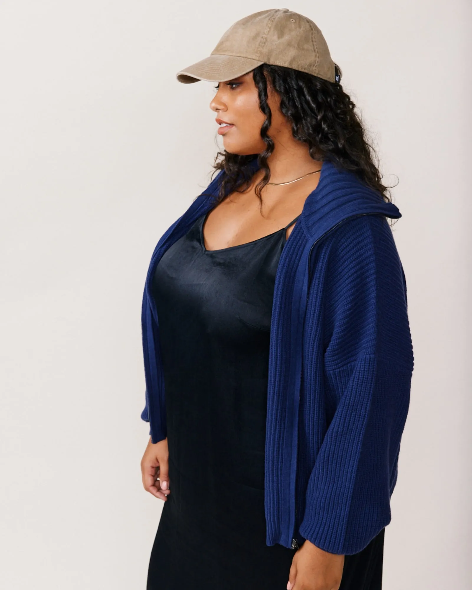 Norma Zip Front Sweater | Navy