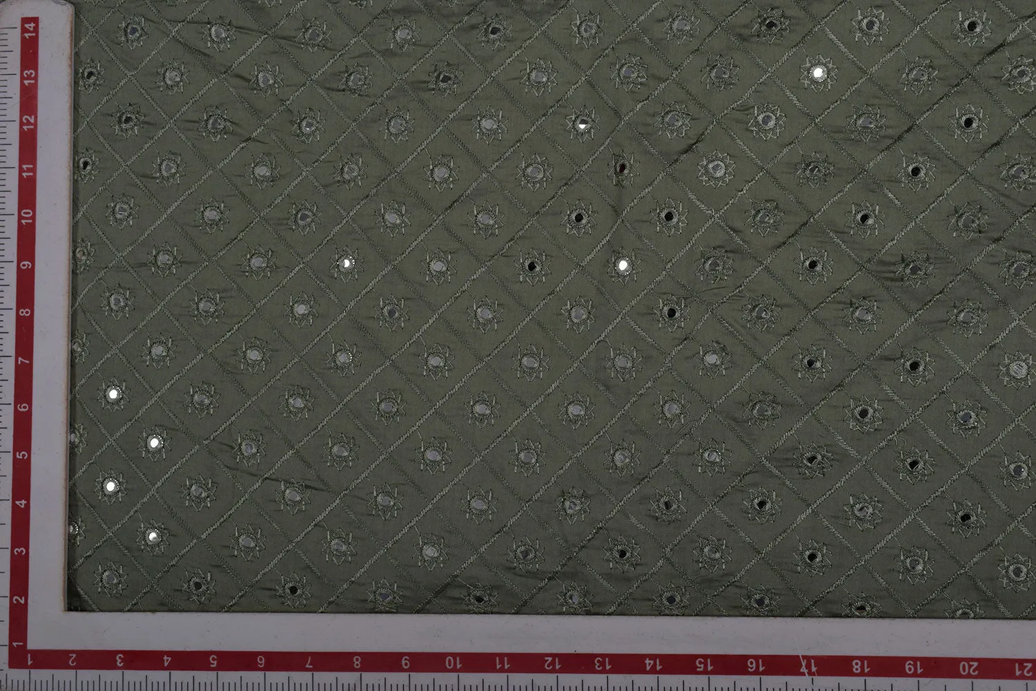 Pewter Grey Embroidered Rayon Fabric