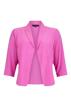 Pink Cardigan With Collar & 3/4 Sleeves