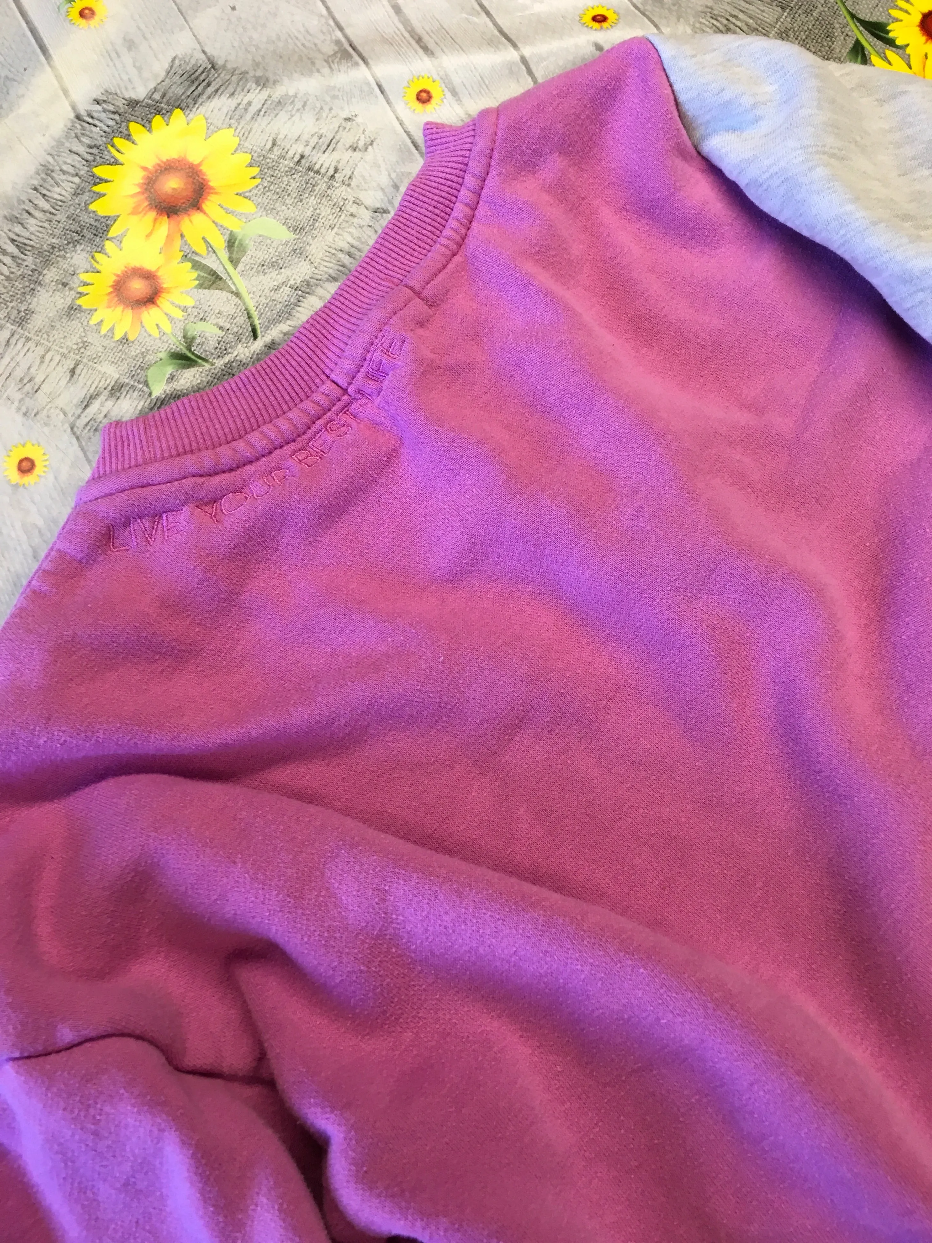 Primark Pink/Grey Happy Mind Cropped Jumper - Girls 10-11yrs