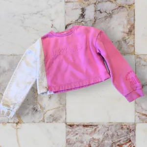 Primark Pink/Grey Happy Mind Cropped Jumper - Girls 10-11yrs
