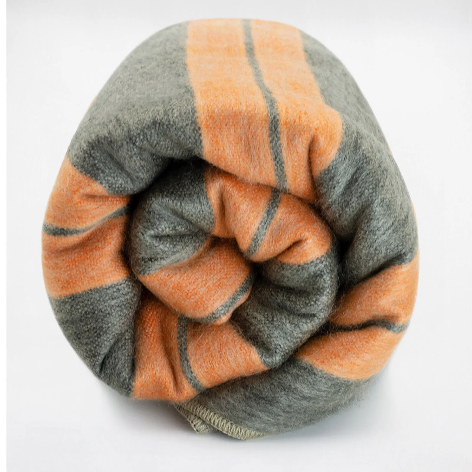 Pusanuma - Baby Alpaca Wool Throw Blanket / Sofa Cover - Queen 95 x 67 in - tiger stripes - orange/dark gray