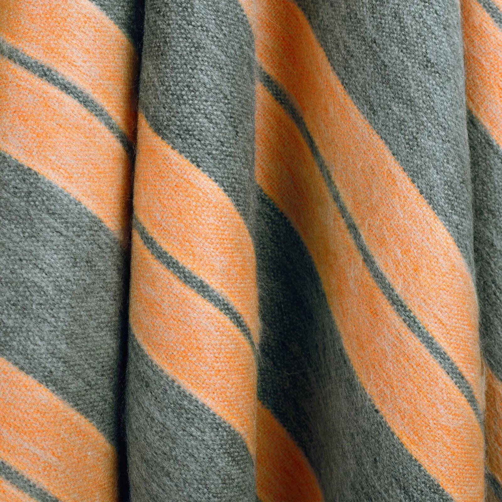 Pusanuma - Baby Alpaca Wool Throw Blanket / Sofa Cover - Queen 95 x 67 in - tiger stripes - orange/dark gray