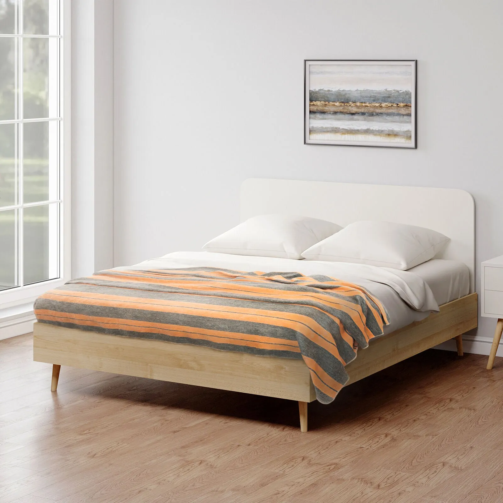 Pusanuma - Baby Alpaca Wool Throw Blanket / Sofa Cover - Queen 95 x 67 in - tiger stripes - orange/dark gray