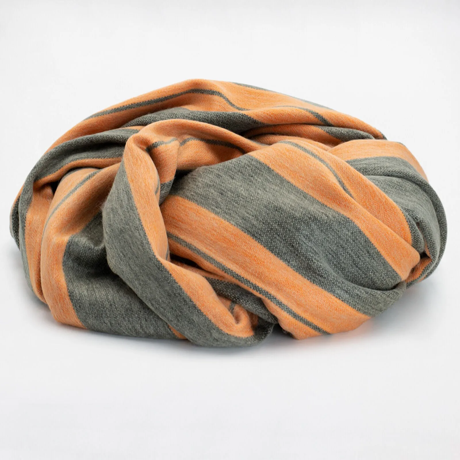 Pusanuma - Baby Alpaca Wool Throw Blanket / Sofa Cover - Queen 95 x 67 in - tiger stripes - orange/dark gray